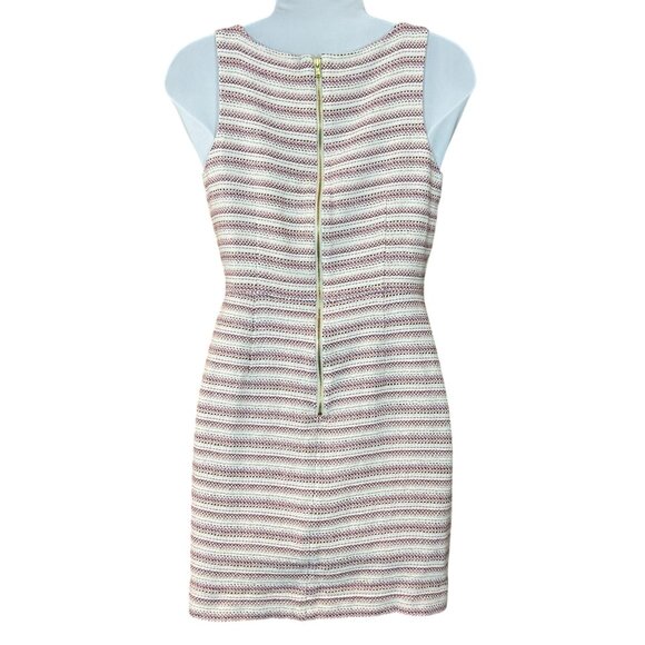LOFT Petites Sleeveless Textured Tweed Dress Pink Cream Metallic Gold Thread 4P - Picture 5 of 10